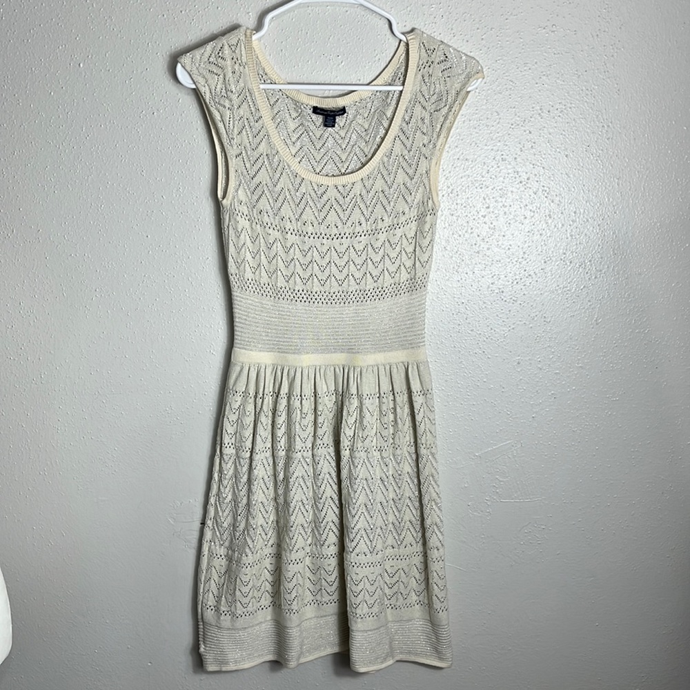 American Eagle Outfitters off white dress with metallic shimmer size XS